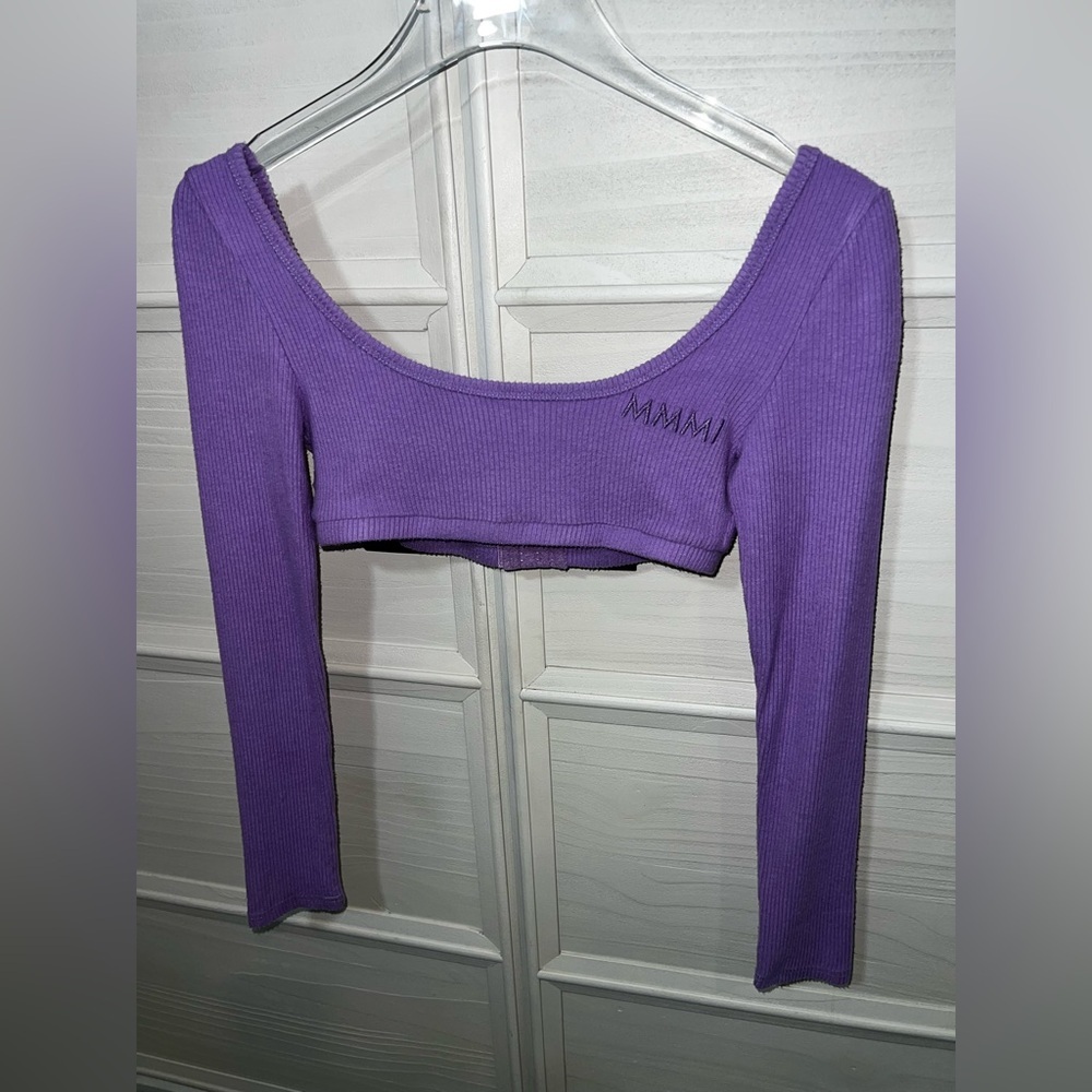 My Mum Made It Purple Ribbed Crop Top sz XS/S